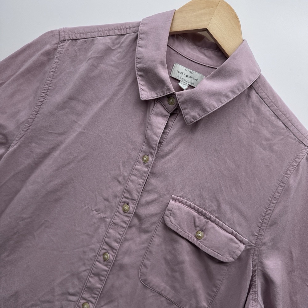 Lucky Brand Top Mauve Pink Button-Front Pocket Shirt Long Sleeve Women's Sz M
